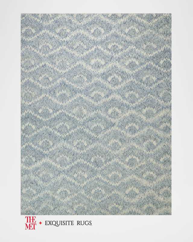 Bargello Hand-Tufted Light Blue Rug, 6' x 9'